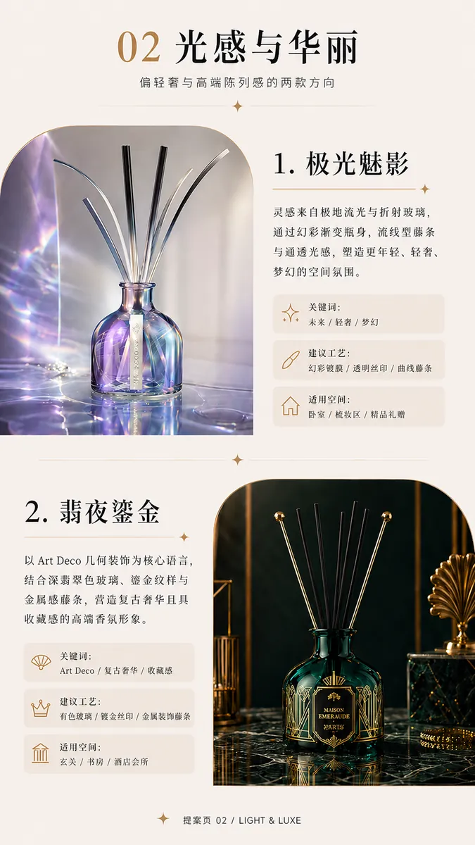 栖居系列藤条香薰的光感与华丽方向提案图